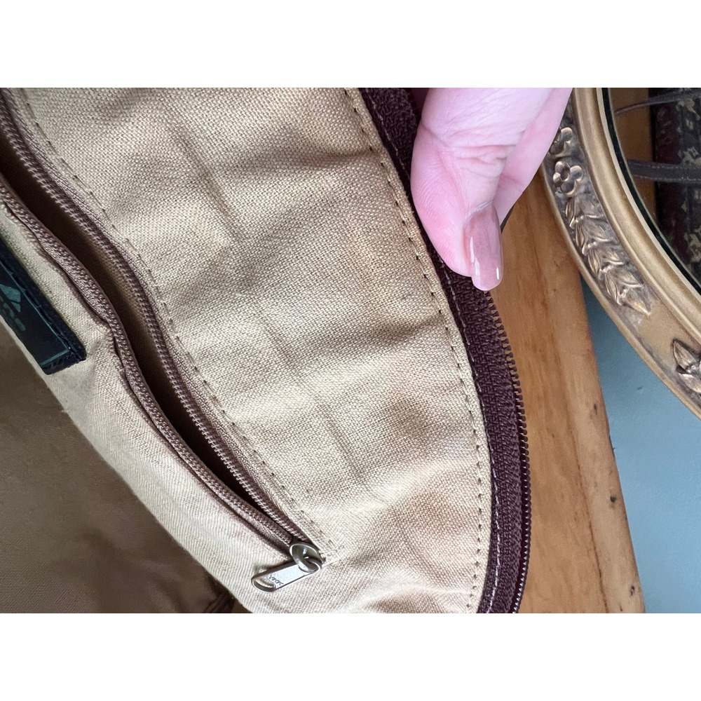 Vintage Liz Claiborne Tapestry Clamshell Satchel Purse Floral Woven Leather Trim - Picture 8 of 13